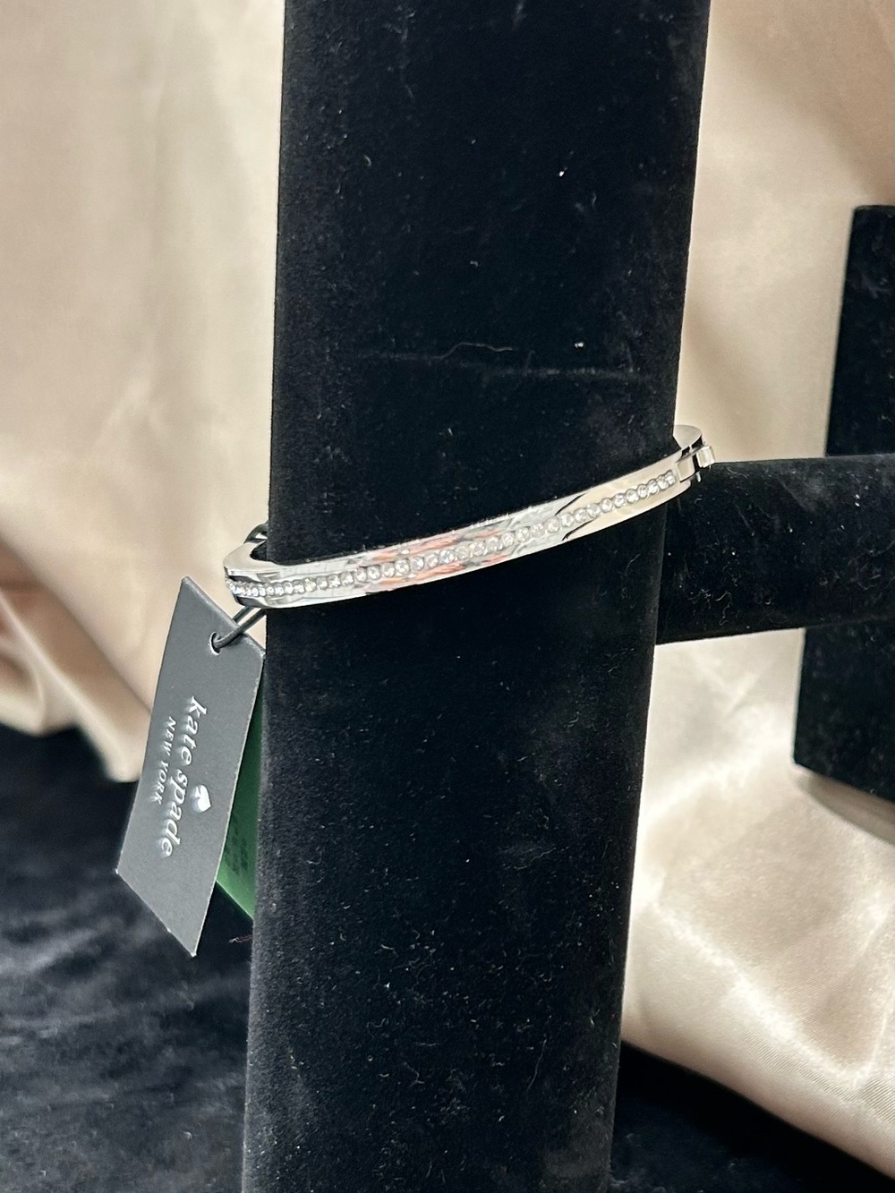 kate spade Silver Ring It Up Pave Bangle Hinged Bracelet